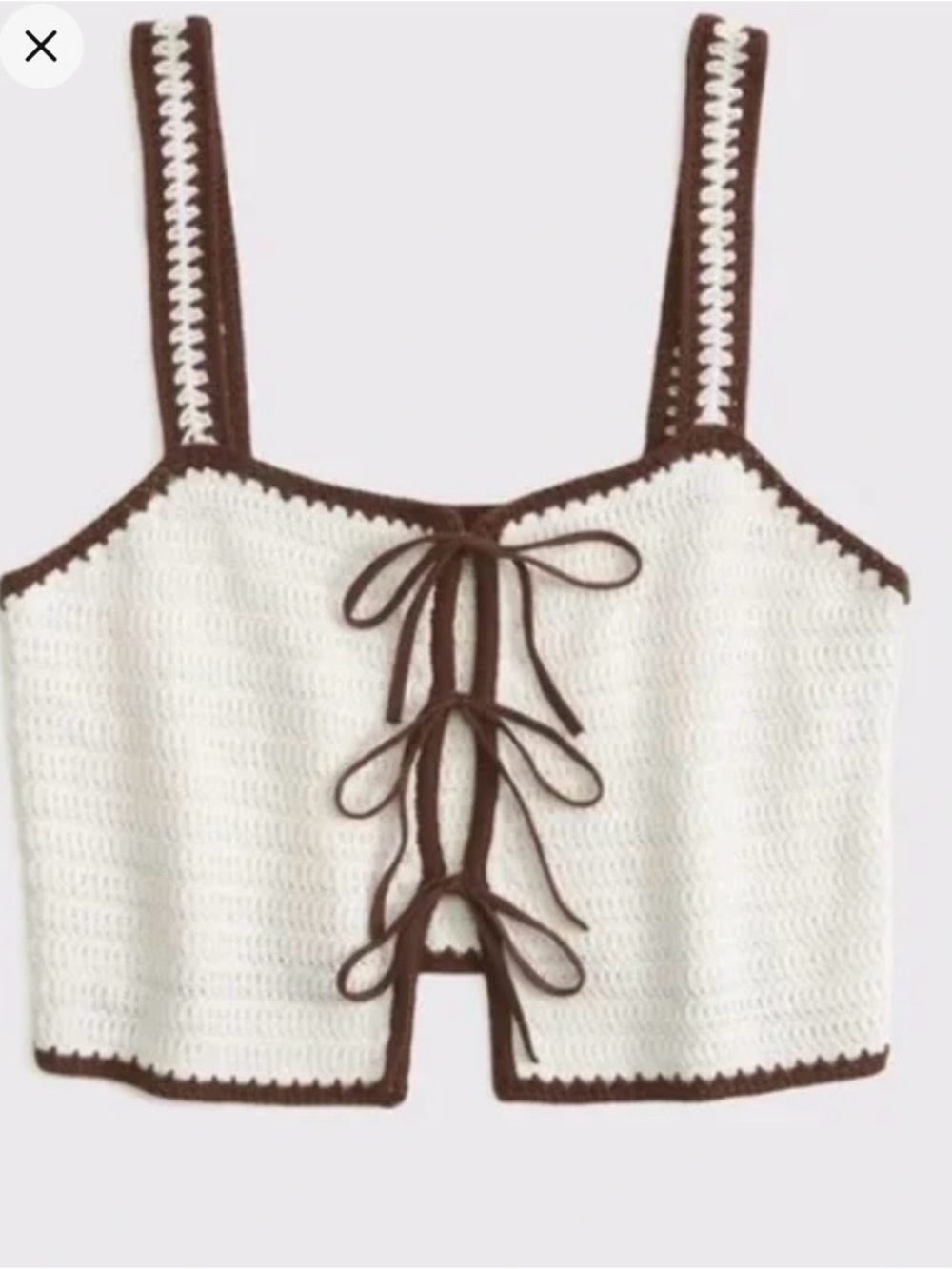 Abercrombie & Fitch Crochet Tie-Front Camisole - White & Brown